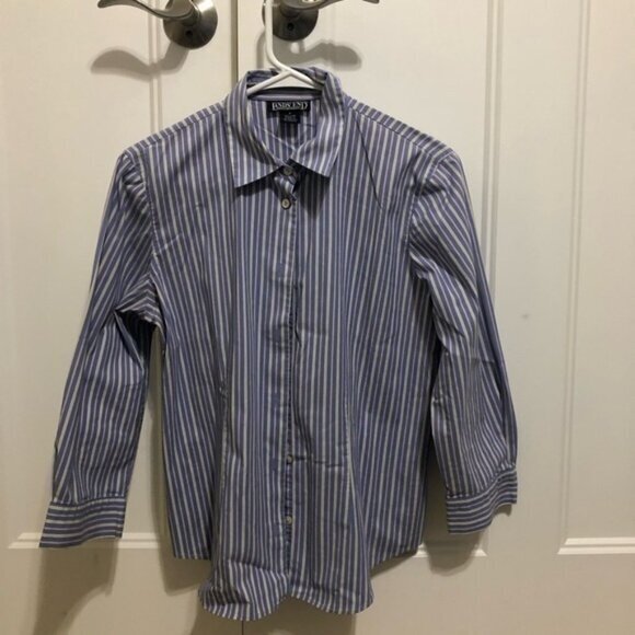 Lands End women’s size 8 blue button down shirt - Picture 1 of 5